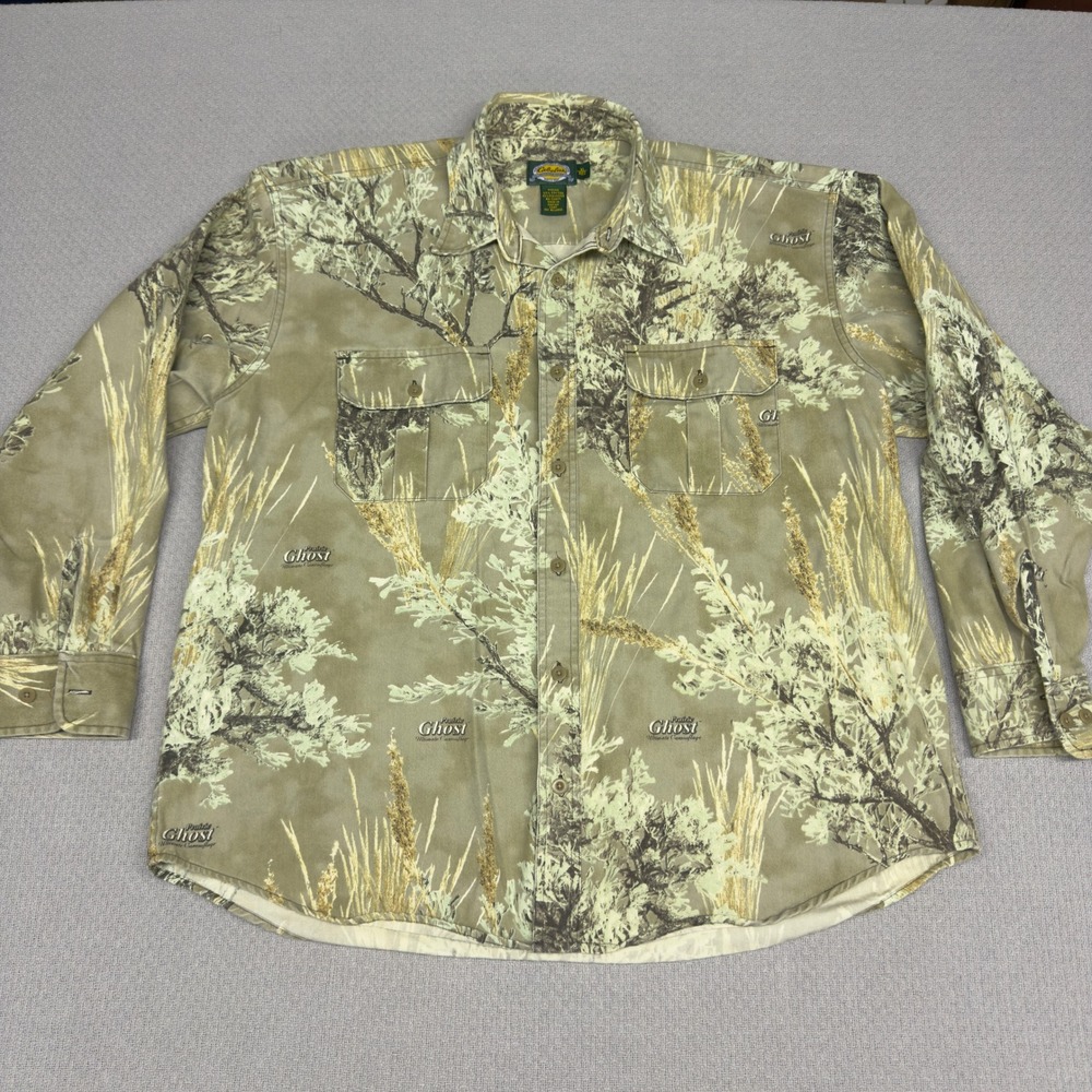 Cabelas Shirt Mens XL Prairie Ghost Camo Button Down Hunting Outdoor Workwear